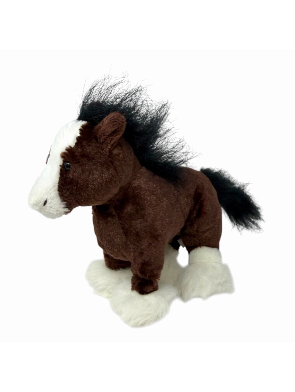 Ganz Webkinz Clydesdale Horse Plush Brown White Feathered Hooves Stuffed Animal